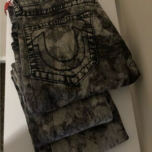 True Religion Black Acid Wash Jeans